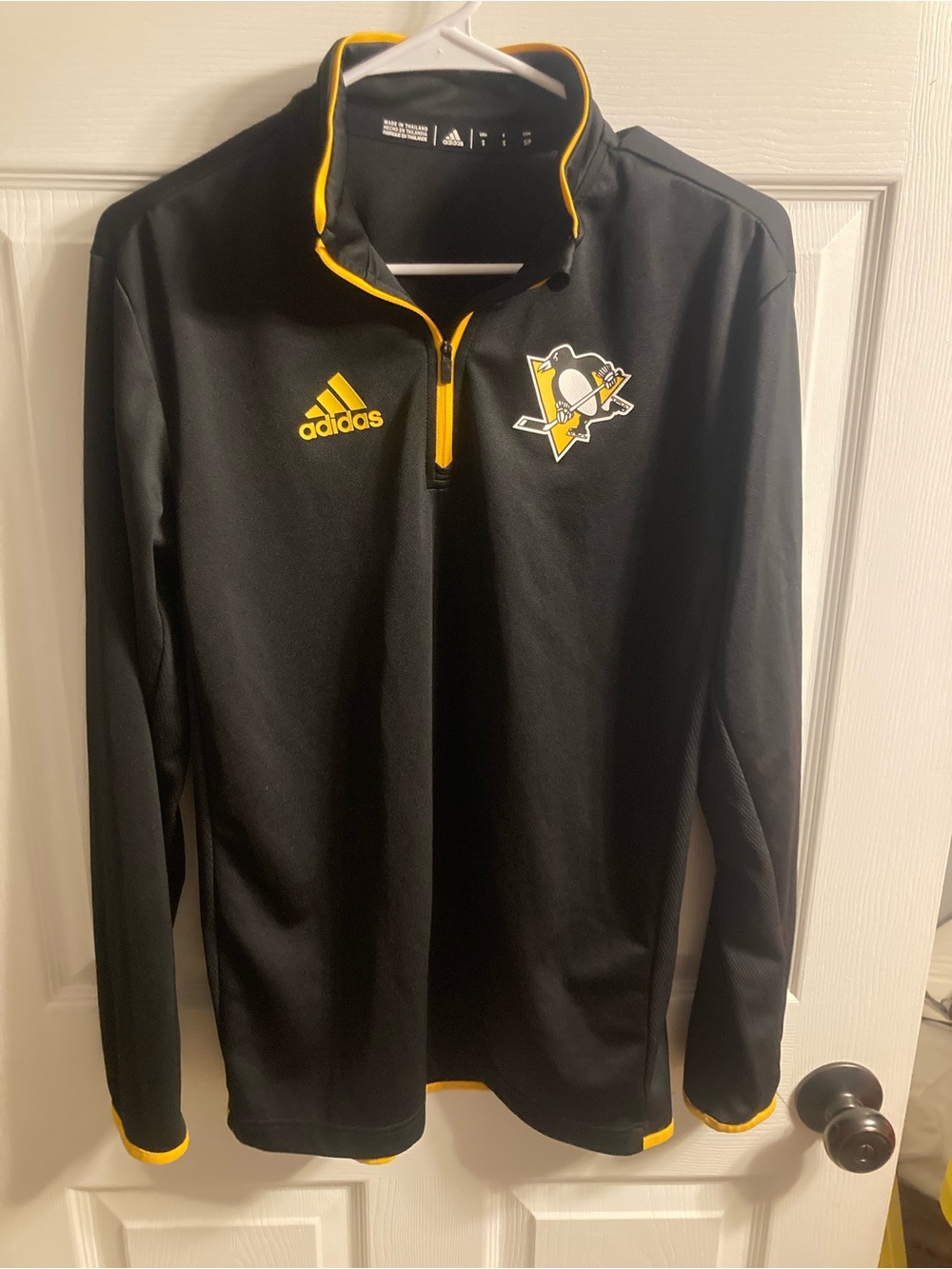 adidas Men’s Black and Yellow Pittsburgh Penguins Quarter-Zip Pullover